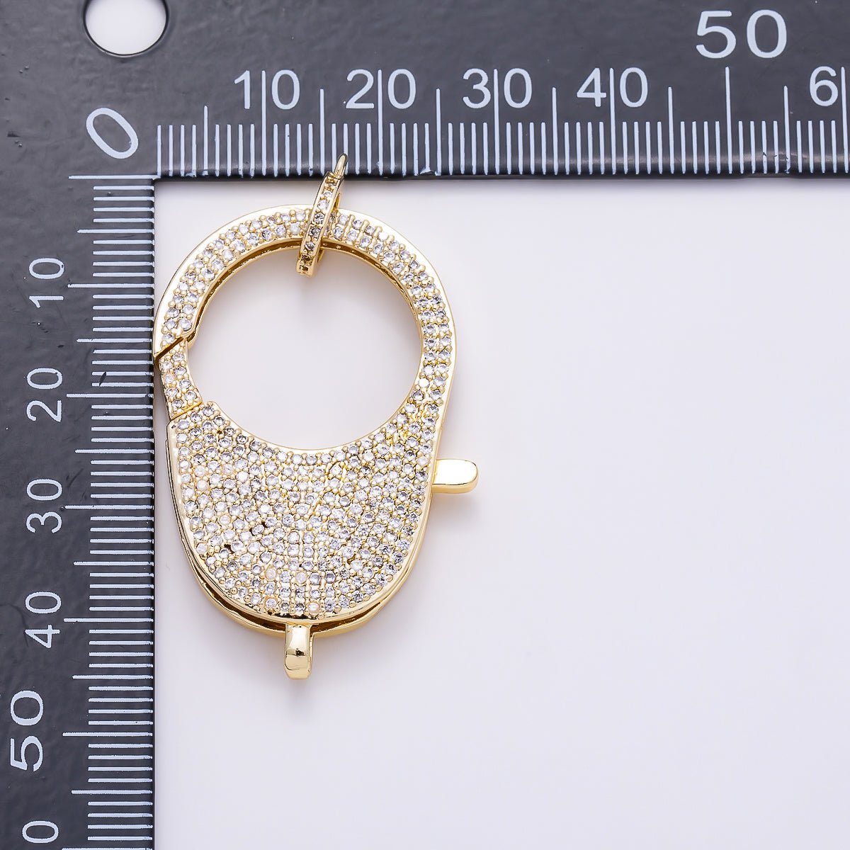 16K Gold Filled 40mm Micro Paved CZ Large Lobster Clasp Enhancer Closure Findings | Findings-00480