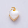 16K Gold Filled 9mm White Shell Pearl Heart Double Sided Mini Charm | Charms-01504