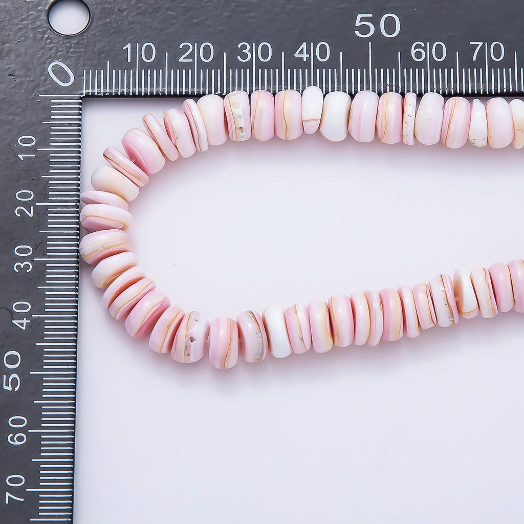 9mm Pink Shell Heishi Rondelle Gemstone Chain Bead Strand Finding | WA-00145