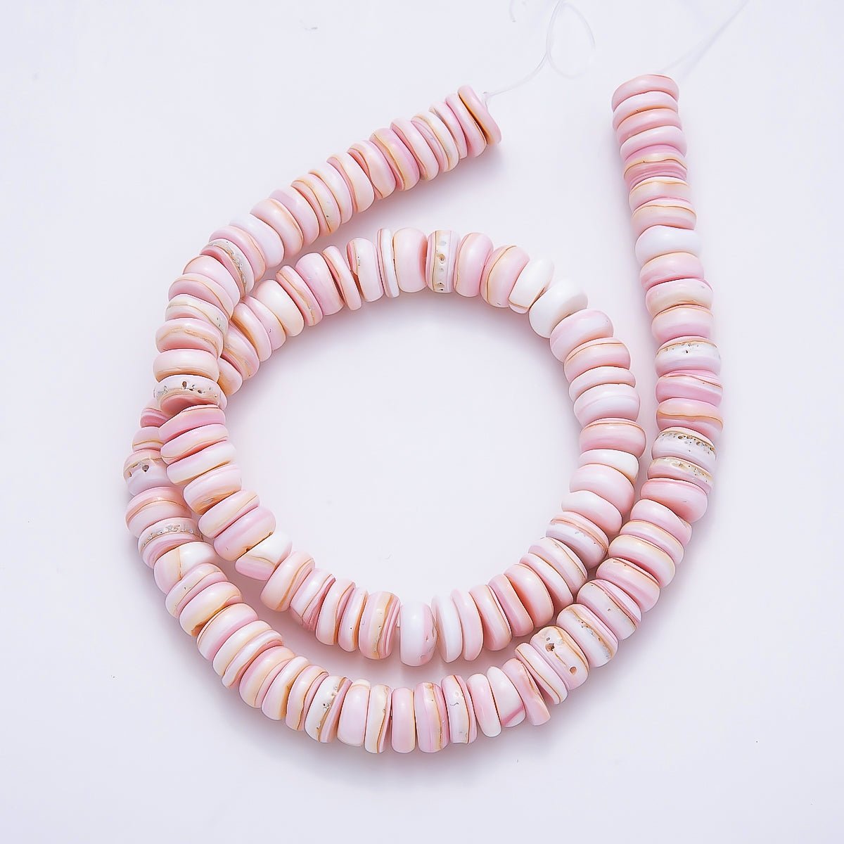 9mm Pink Shell Heishi Rondelle Gemstone Chain Bead Strand Finding | WA-00145